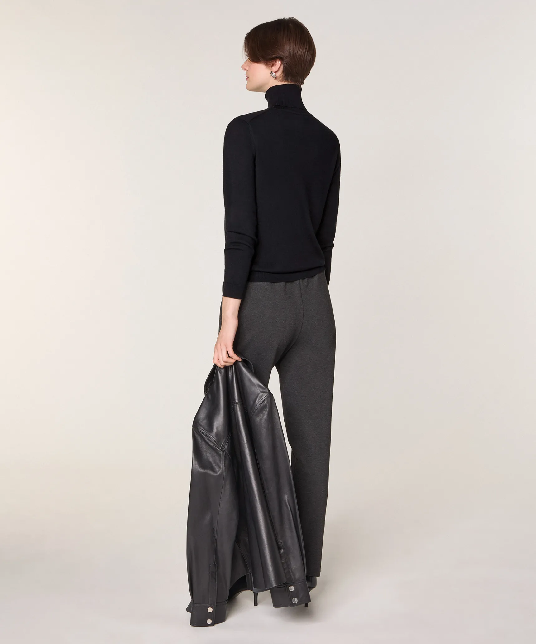 Sale Rodier Pull col roulé en laine mérinos noir