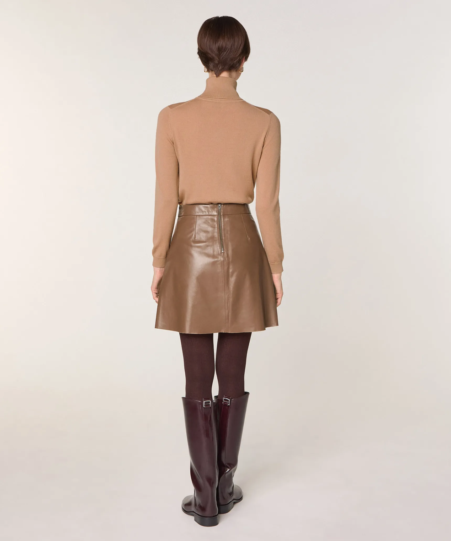 Best Rodier Pull col roulé en laine mérinos marron camel