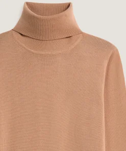Best Rodier Pull col roulé en laine mérinos marron camel