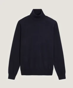 Hot Rodier Pull col roulé en laine mérinos bleu nuit