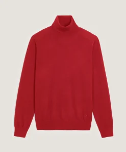 Rodier Pull col roulé en laine mérinos rouge