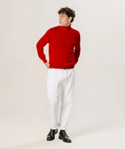 Rodier Pull col roulé en laine mérinos rouge