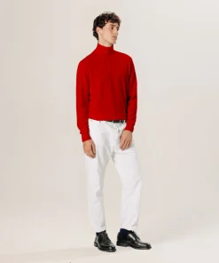 Rodier Pull col roulé en laine mérinos rouge