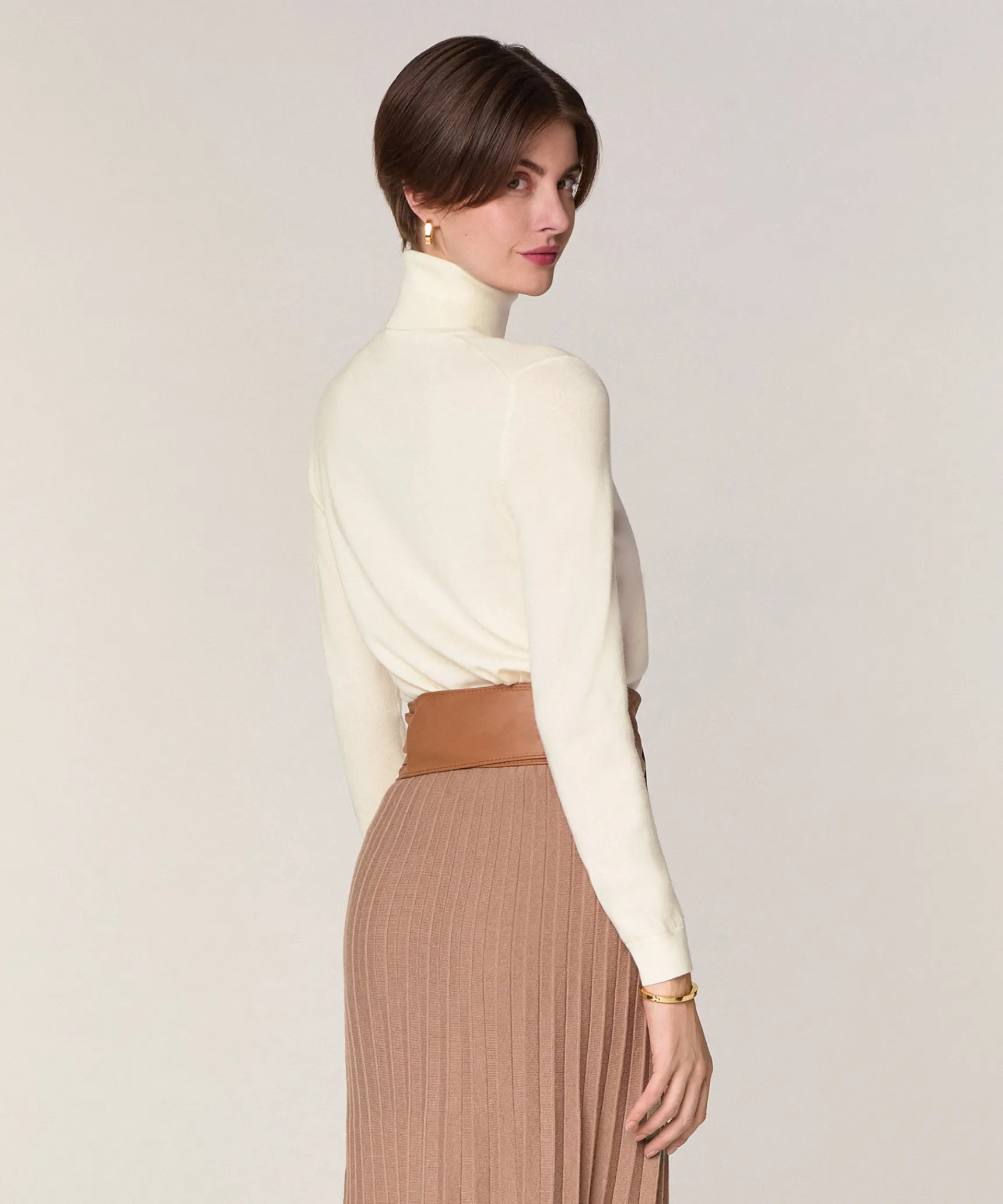 Online Rodier Pull col roulé en laine mérinos blanc écru