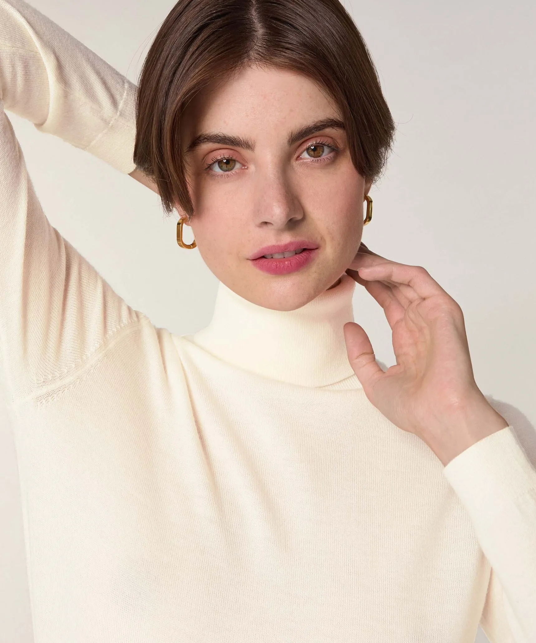 Online Rodier Pull col roulé en laine mérinos blanc écru