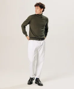 New Rodier Pull col roulé en laine mérinos vert kaki
