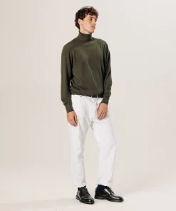 New Rodier Pull col roulé en laine mérinos vert kaki