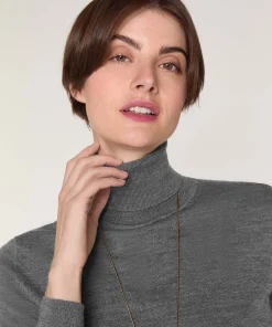 Best Rodier Pull col roulé en laine mérinos gris foncé