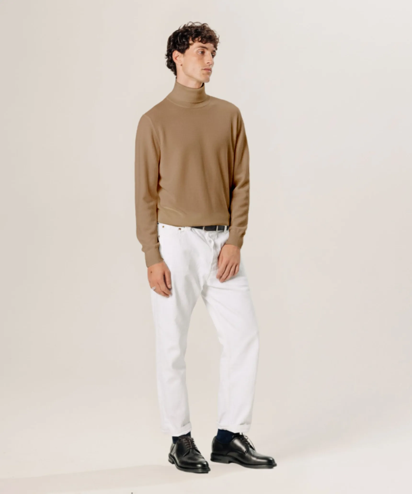 Sale Rodier Pull col roulé en laine mérinos beige foncé