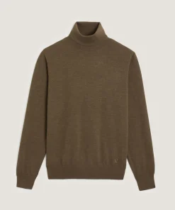 Online Rodier Pull col roulé en laine mérinos marron écorce