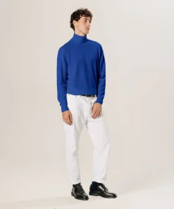 Best Rodier Pull col roulé en laine mérinos bleu azur