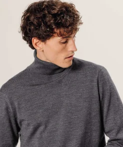 Outlet Rodier Pull col roulé en laine mérinos gris foncé