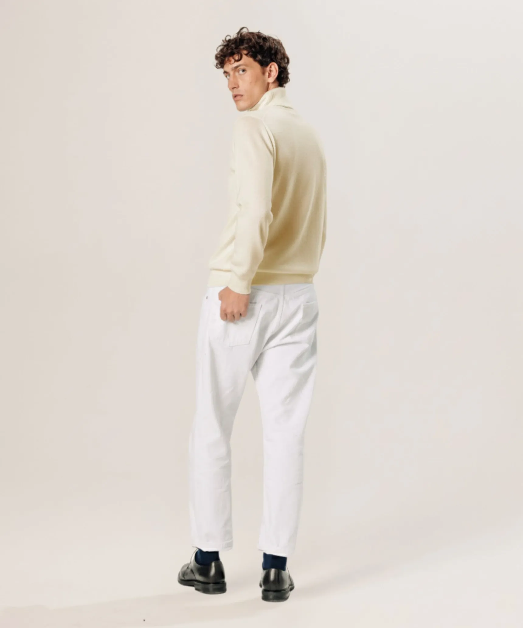 Clearance Rodier Pull col roulé en laine mérinos blanc écru