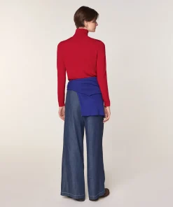 Clearance Rodier Pull col roulé en laine mérinos rouge