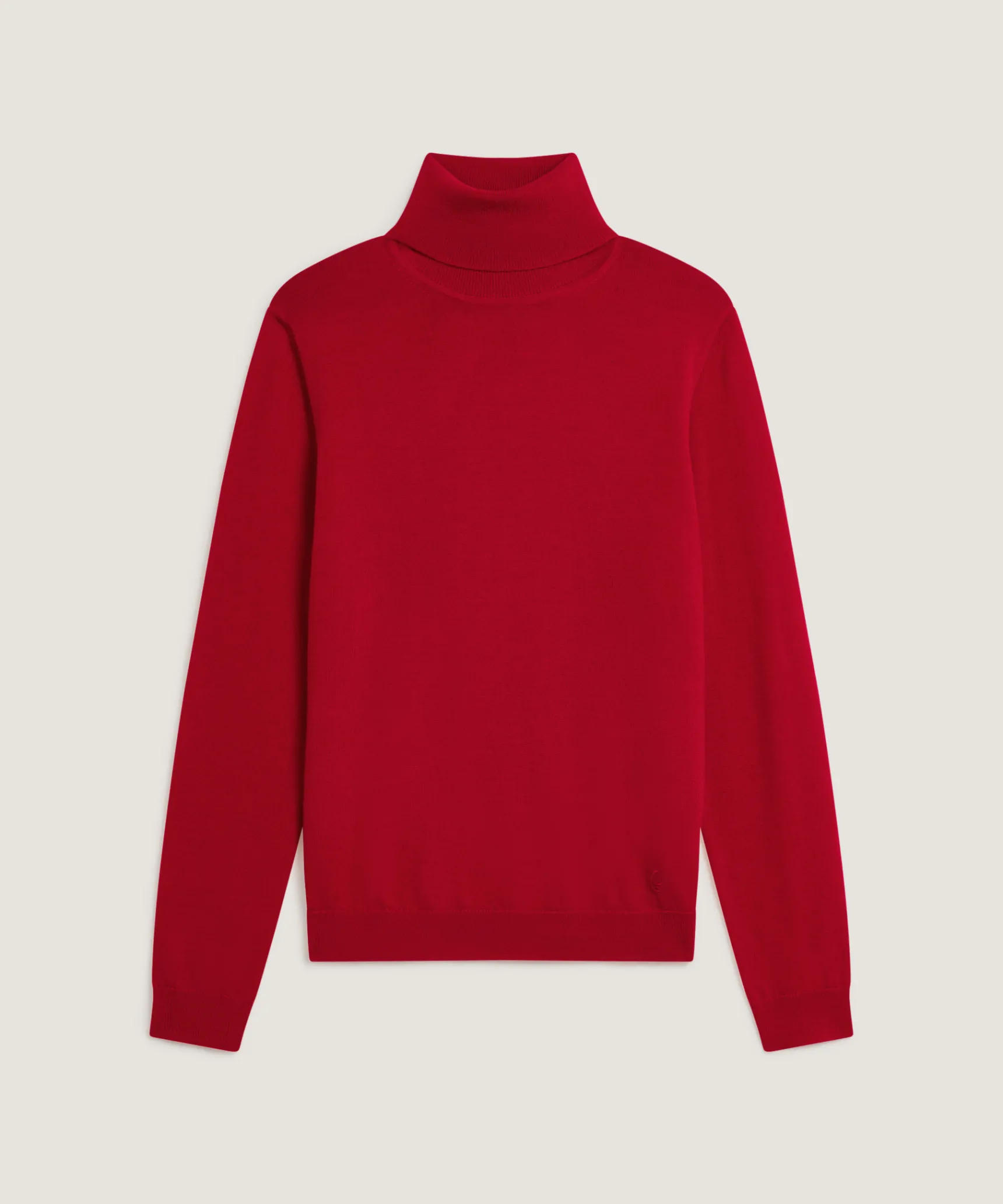 Clearance Rodier Pull col roulé en laine mérinos rouge