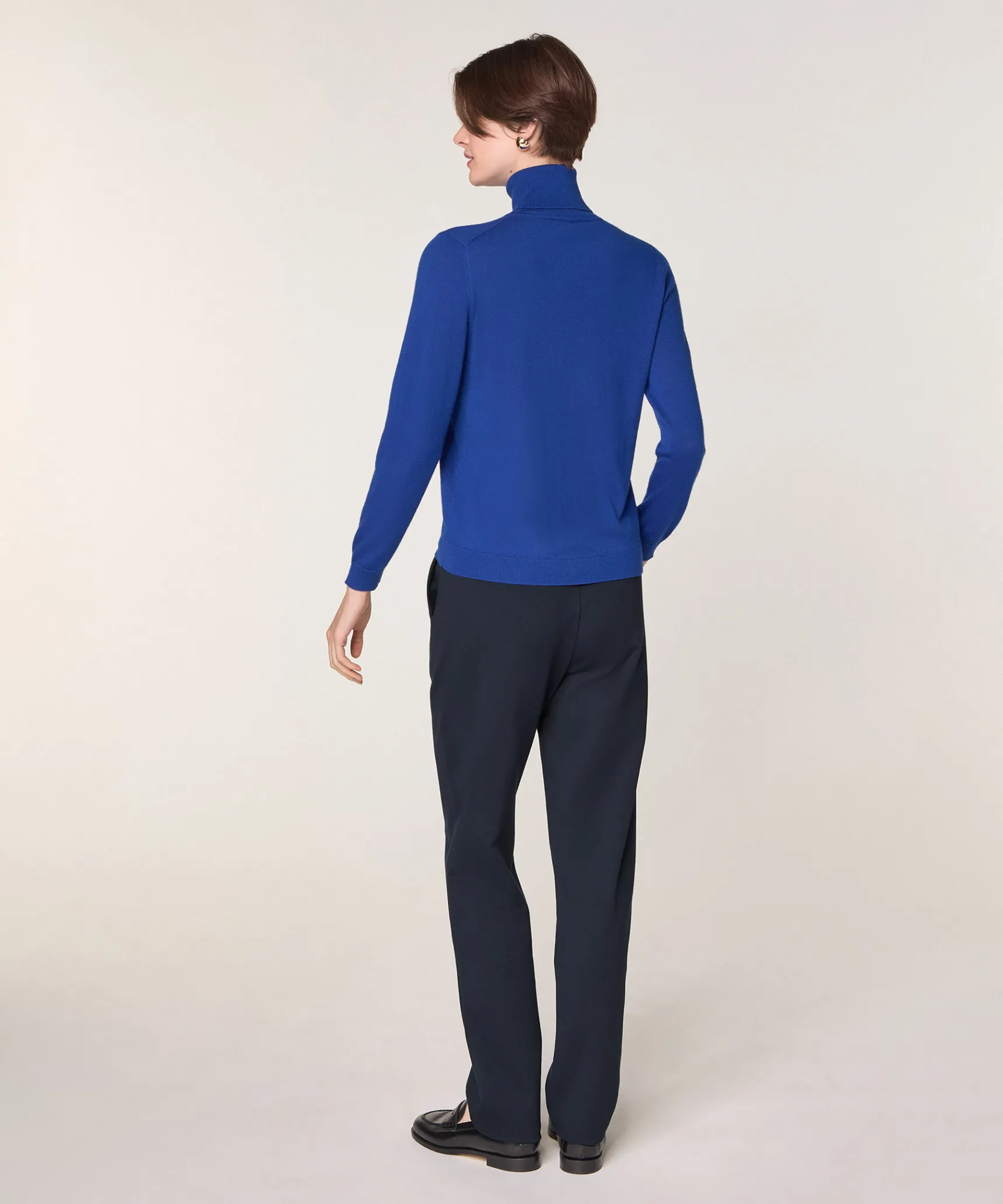 Clearance Rodier Pull col roulé en laine mérinos bleu azur