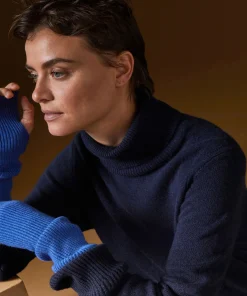 Hot Rodier Pull col roulé oversize en cachemire bleu foncé