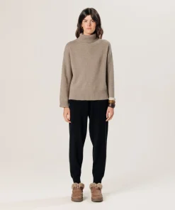 Online Rodier Pull col roulé oversize en cachemire marron taupe