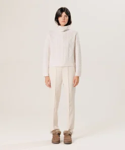 New Rodier Pull col roulé torsadé en cachemire blanc