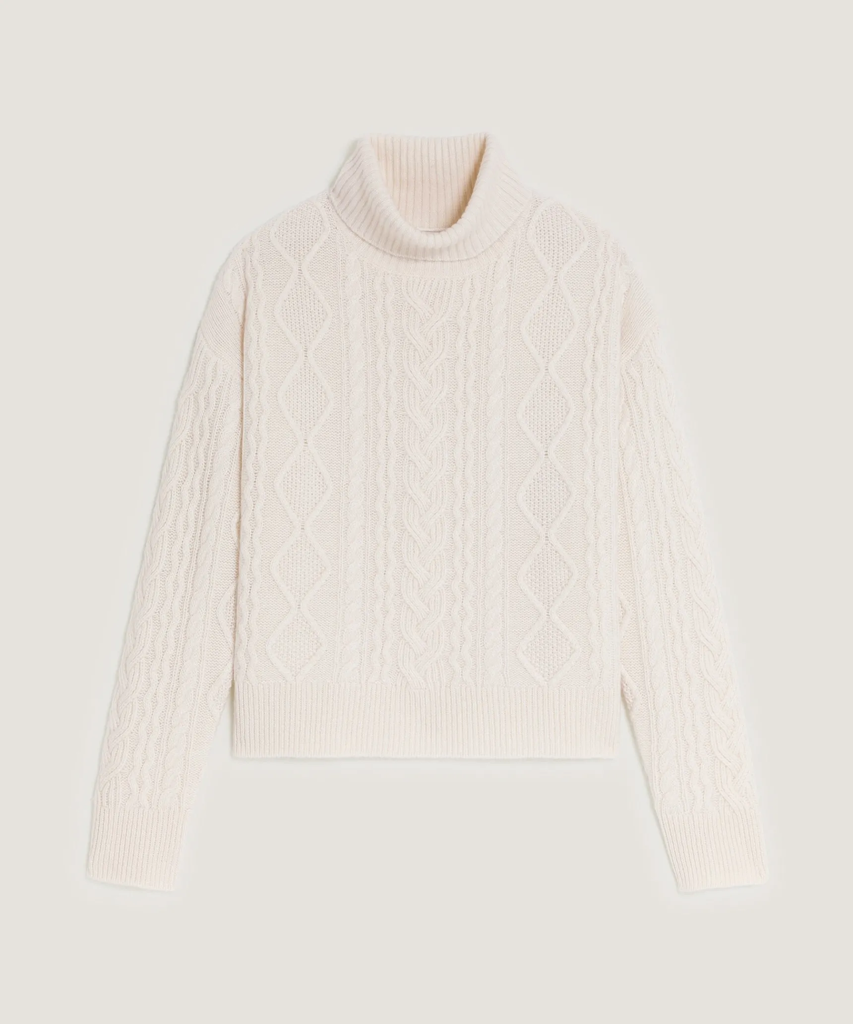 New Rodier Pull col roulé torsadé en cachemire blanc