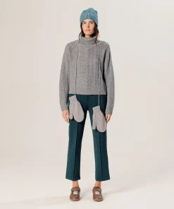 Sale Rodier Pull col roulé torsadé en cachemire gris clair
