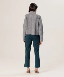 Sale Rodier Pull col roulé torsadé en cachemire gris clair