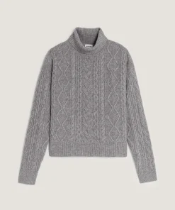 Sale Rodier Pull col roulé torsadé en cachemire gris clair