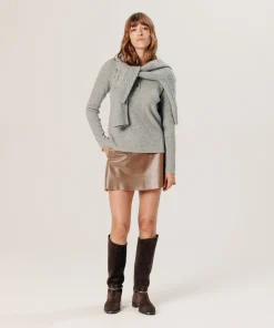 Online Rodier Pull col tunisien en cachemire gris clair
