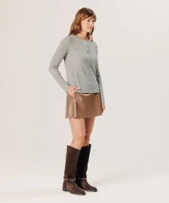 Online Rodier Pull col tunisien en cachemire gris clair