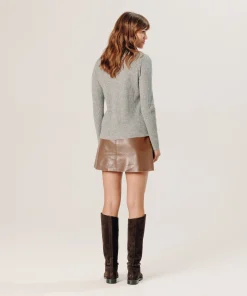 Online Rodier Pull col tunisien en cachemire gris clair