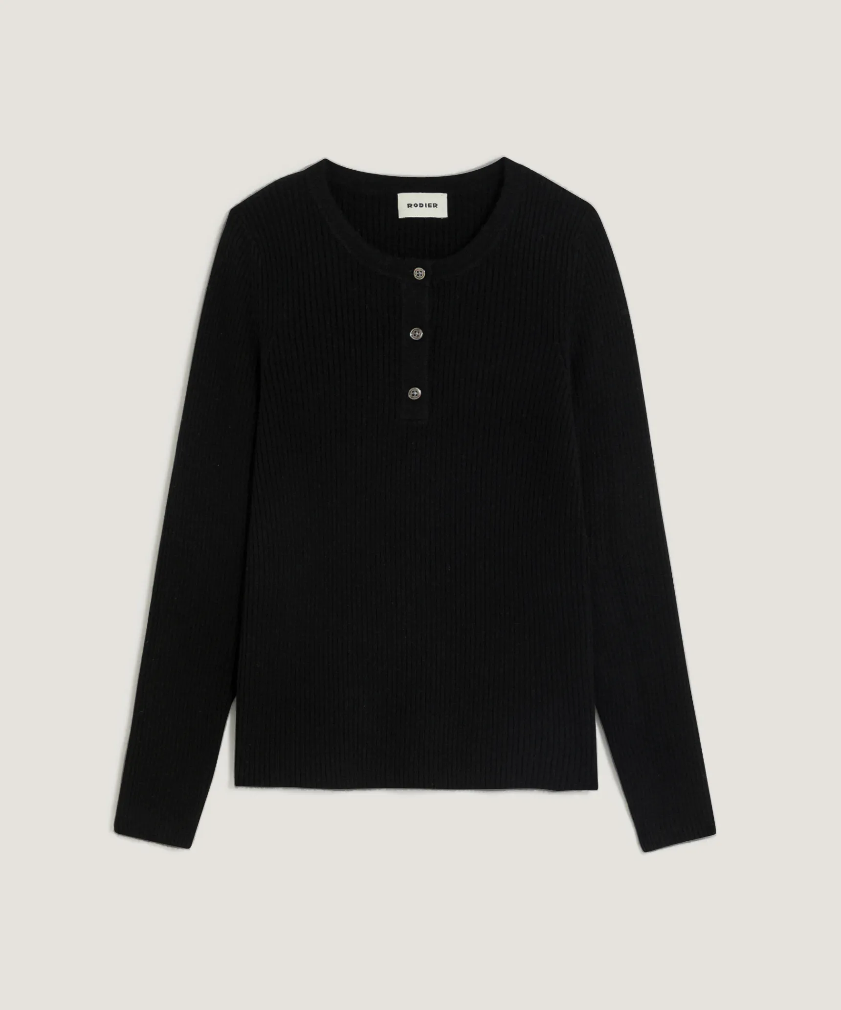 Hot Rodier Pull col tunisien en cachemire noir