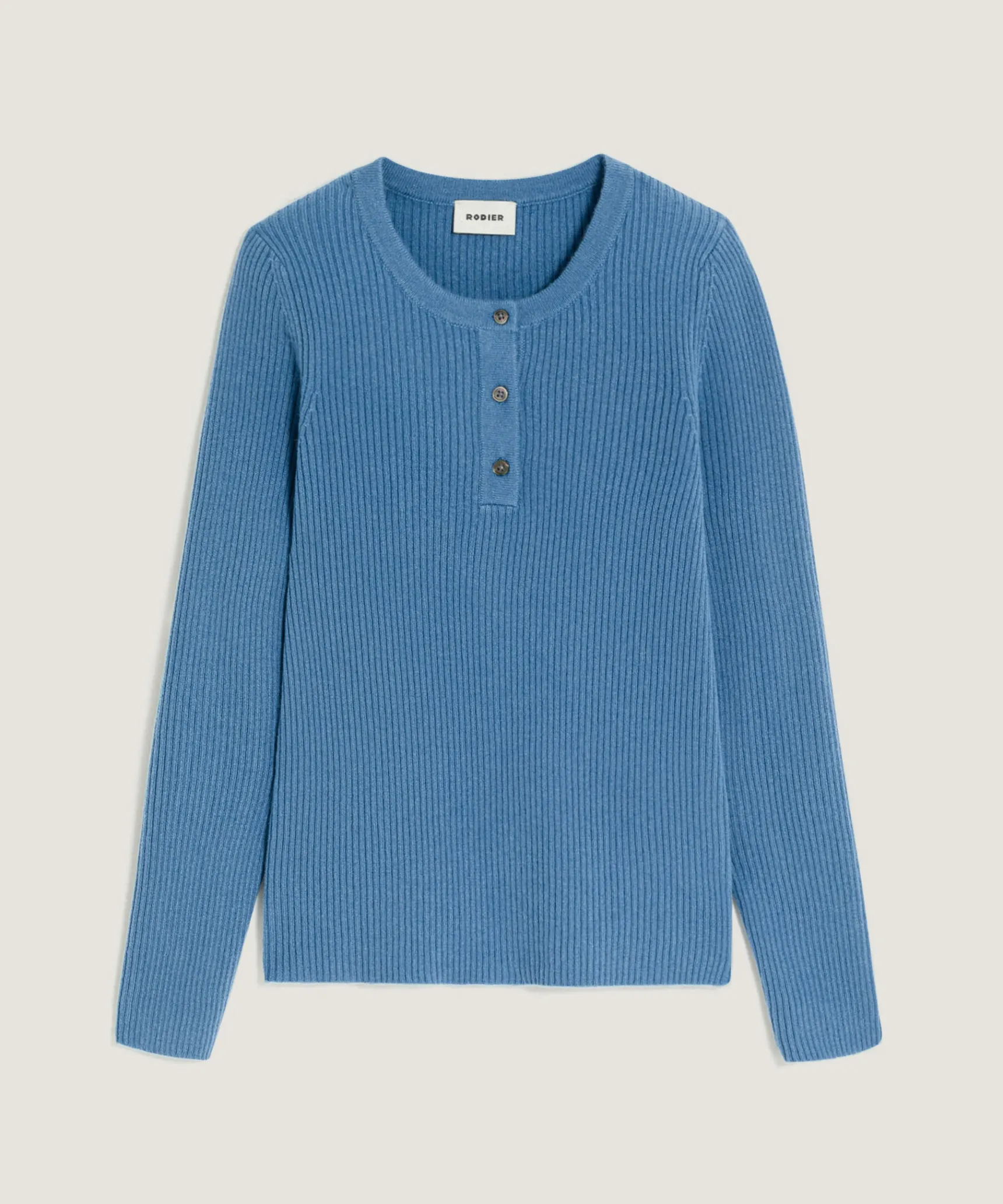 Discount Rodier Pull col tunisien en cachemire bleu azur