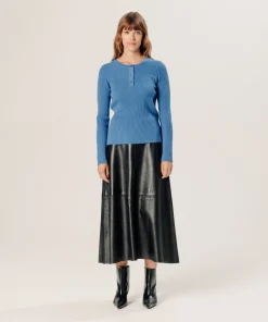 Discount Rodier Pull col tunisien en cachemire bleu azur
