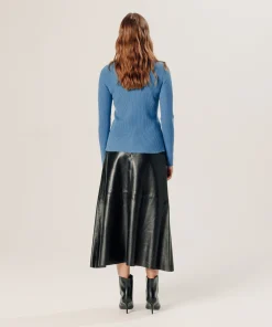 Discount Rodier Pull col tunisien en cachemire bleu azur