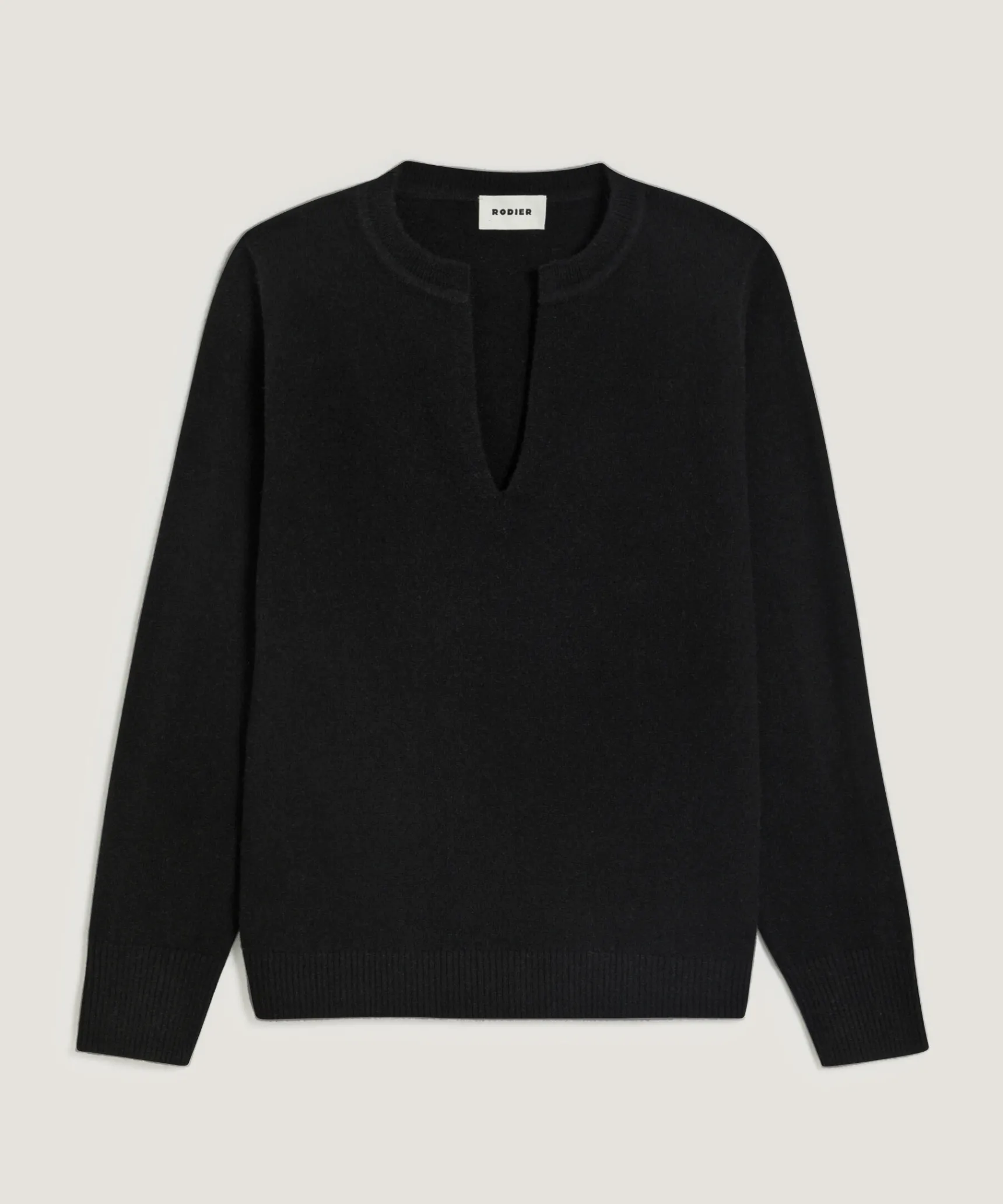 Hot Rodier Pull col tunisien en cachemire noir