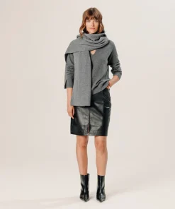 Rodier Pull col tunisien en cachemire gris moyen