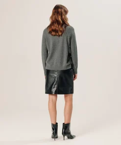 Rodier Pull col tunisien en cachemire gris moyen