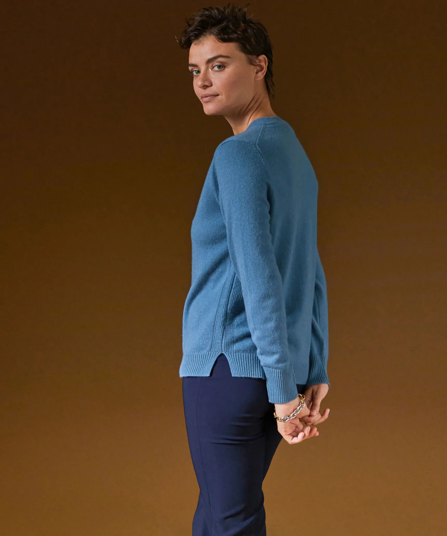 Best Rodier Pull col tunisien en cachemire bleu azur