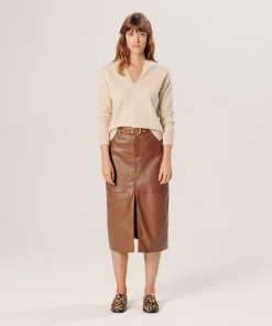 New Rodier Pull col tunisien en cachemire beige