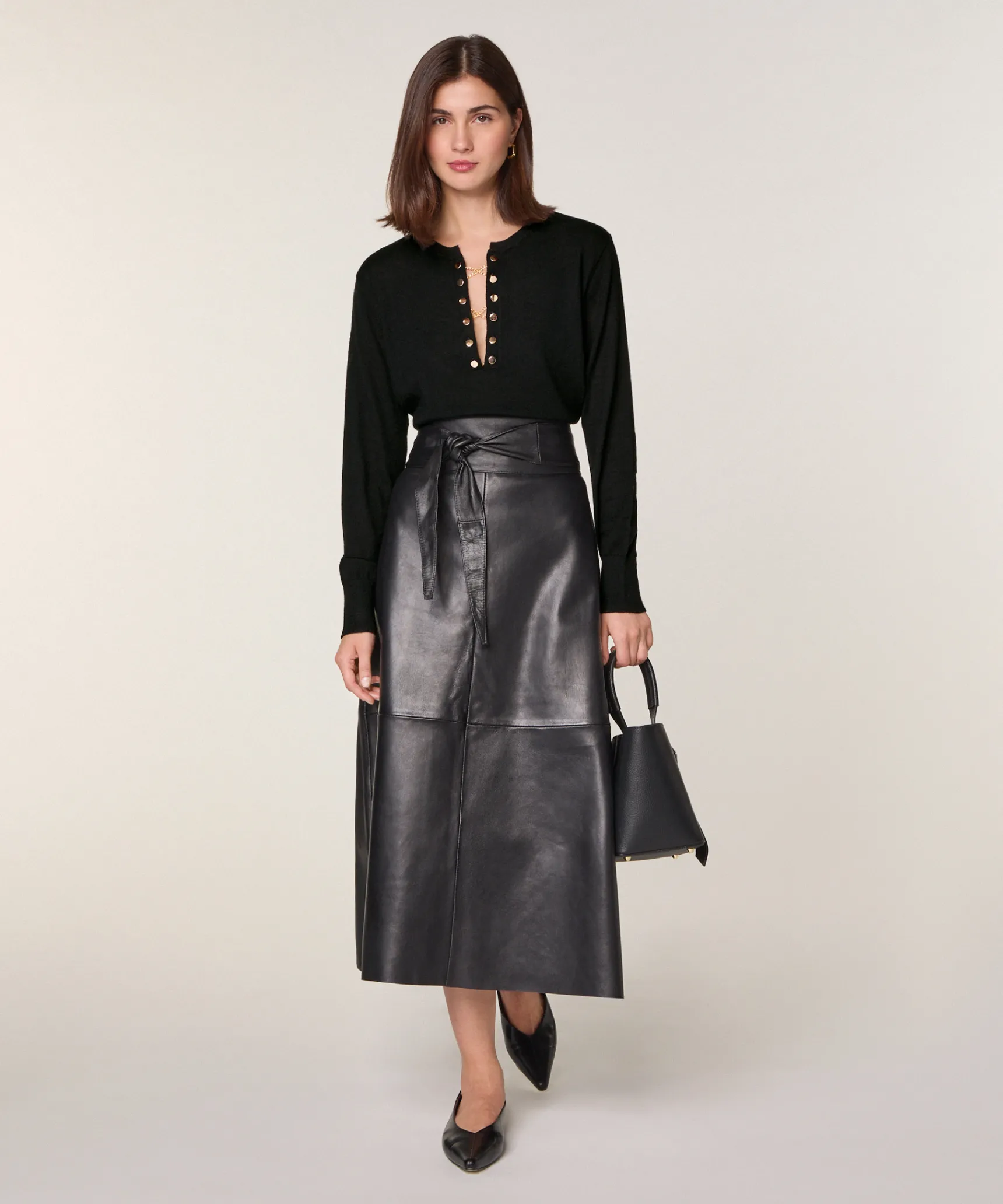 Outlet Rodier Pull col tunisien en laine mérinos noir
