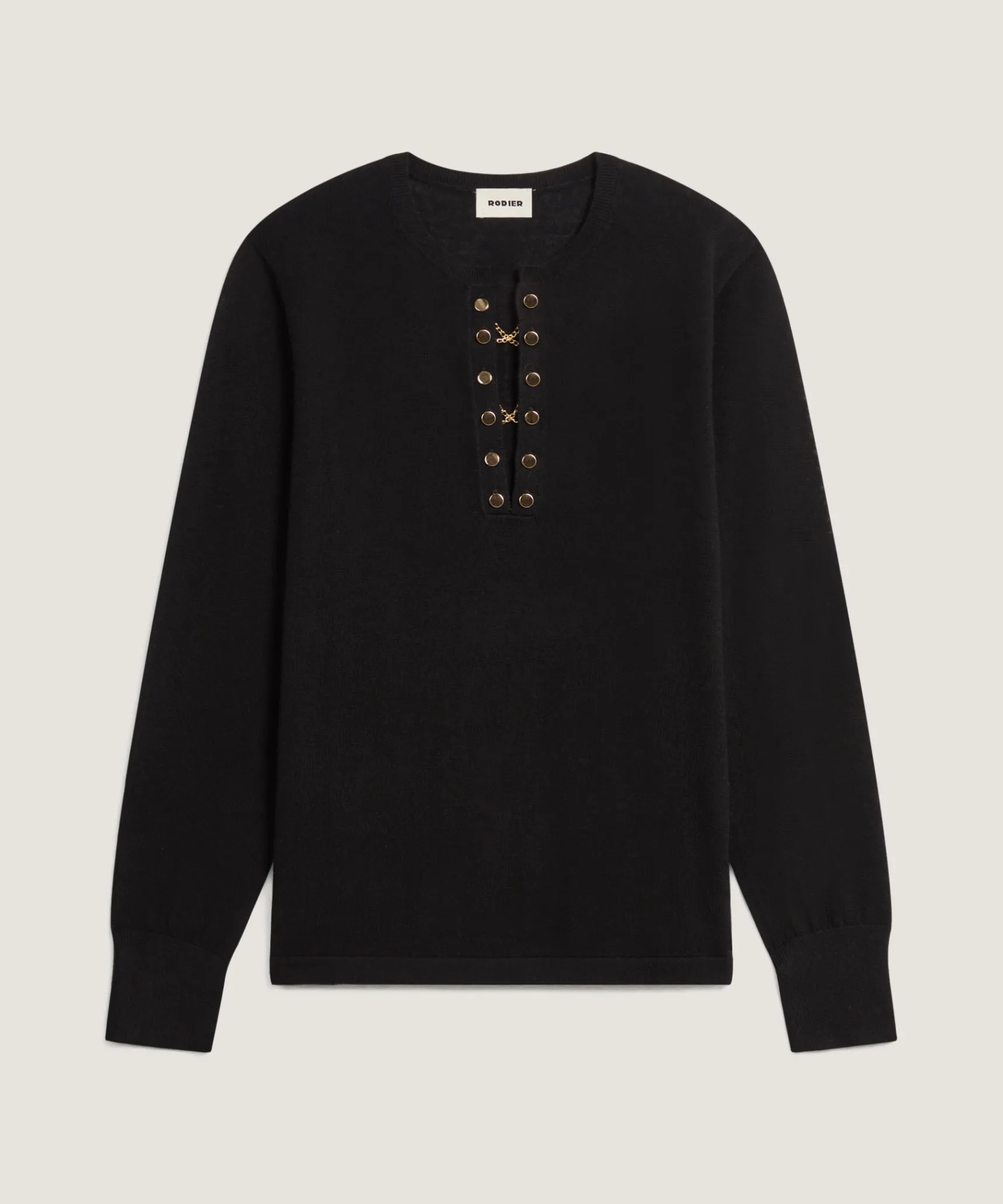Outlet Rodier Pull col tunisien en laine mérinos noir