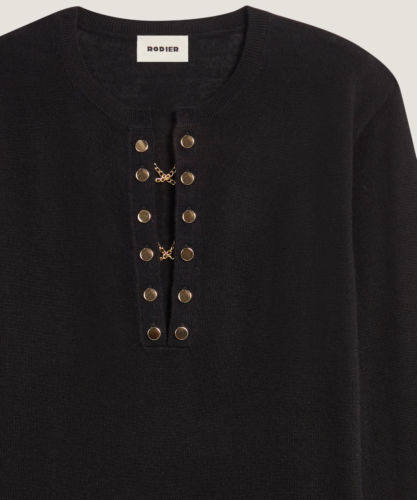 Outlet Rodier Pull col tunisien en laine mérinos noir