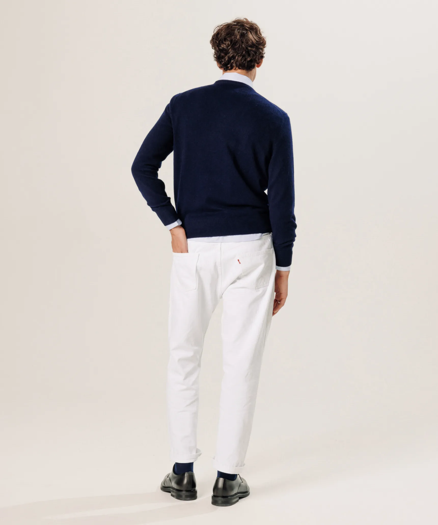 Clearance Rodier Pull col V en cachemire bleu nuit