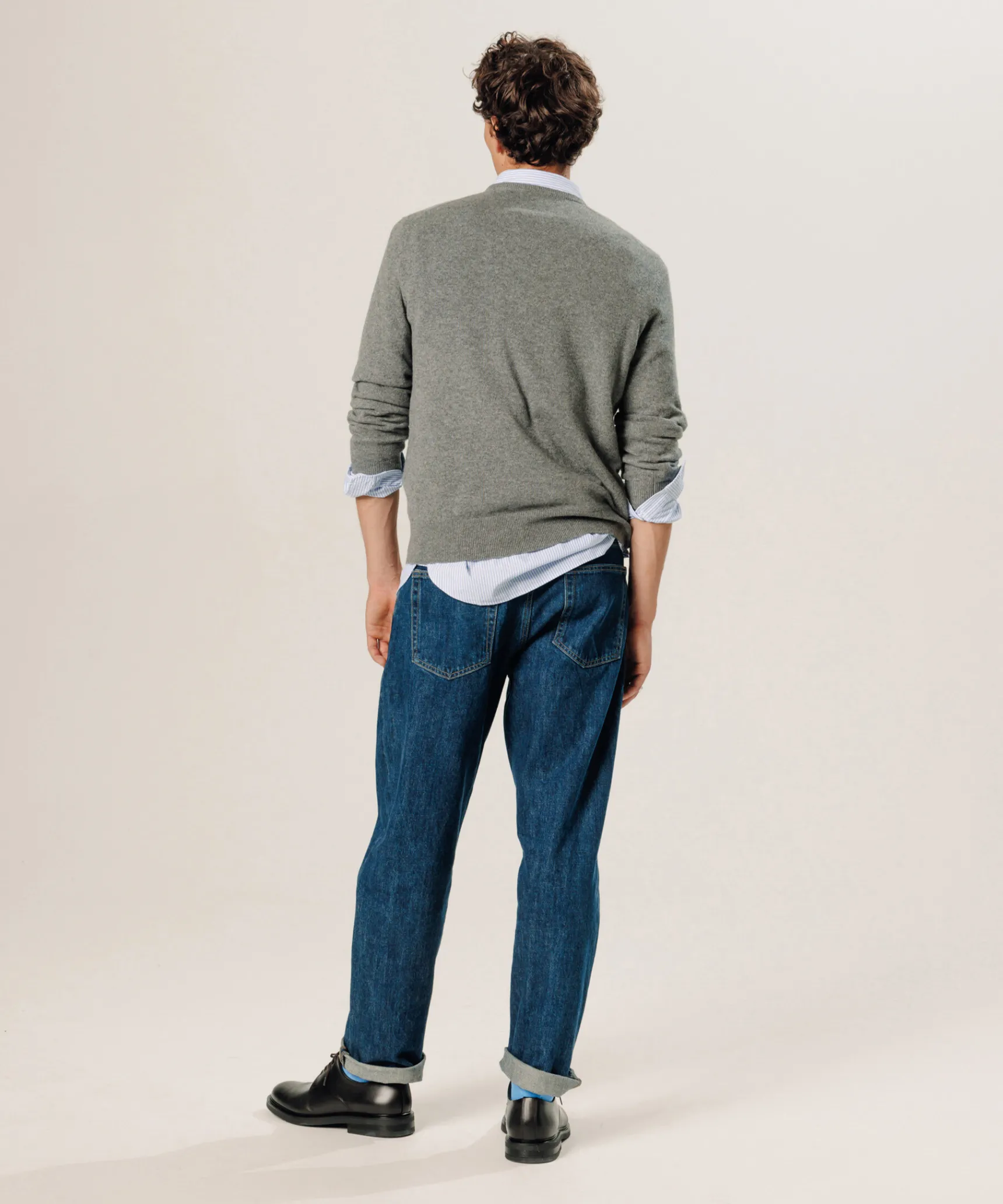 Clearance Rodier Pull col V en cachemire gris moyen