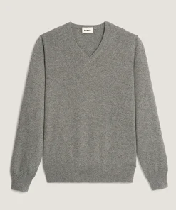 Clearance Rodier Pull col V en cachemire gris moyen