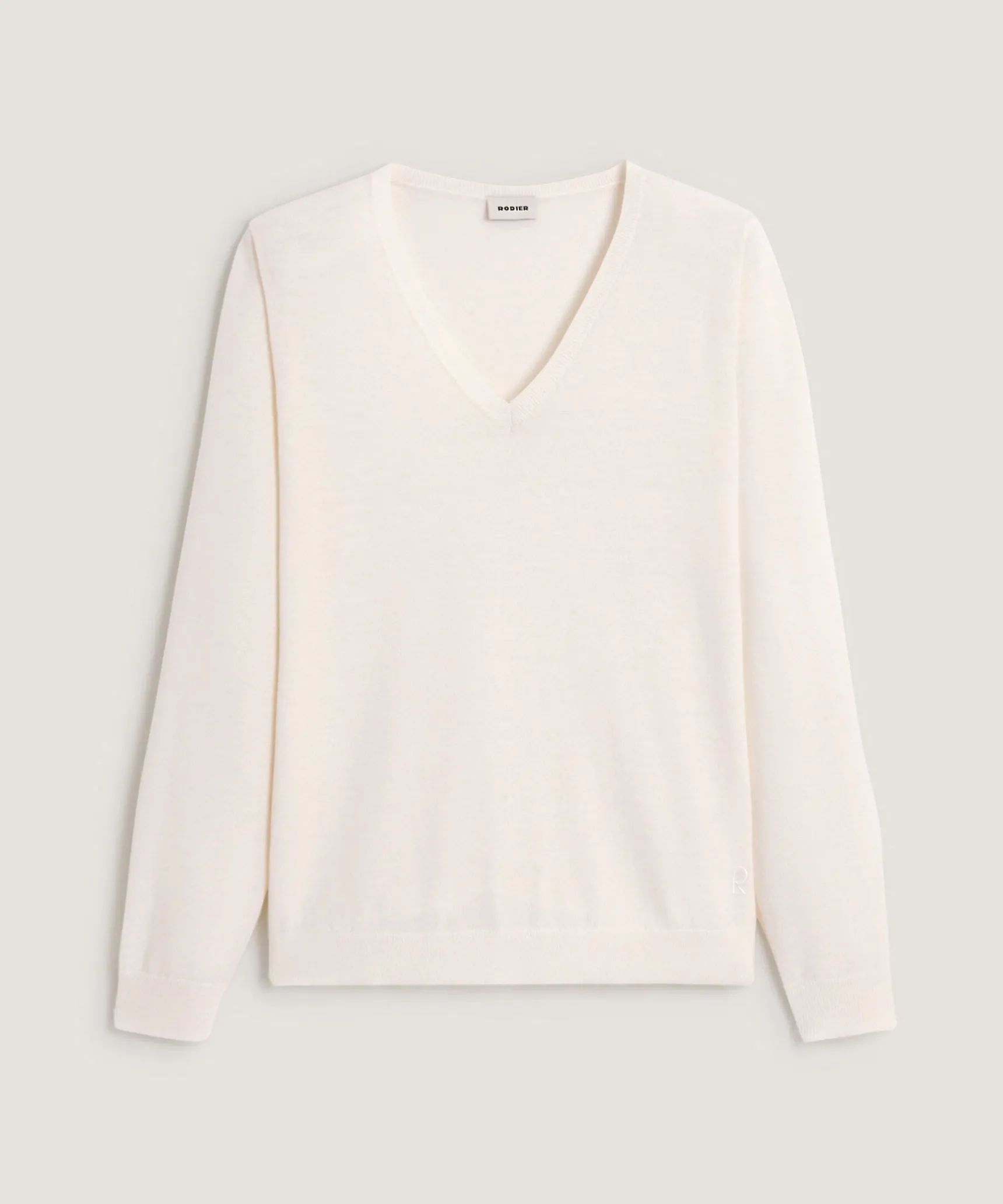 Sale Rodier Pull col V en laine mérinos blanc