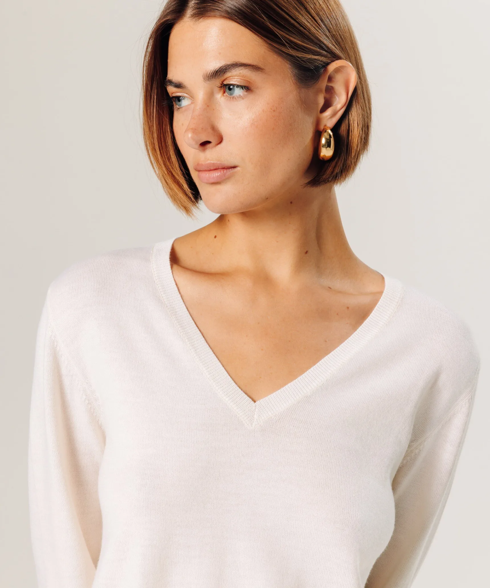 Sale Rodier Pull col V en laine mérinos blanc