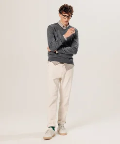 Outlet Rodier Pull col V en laine mérinos gris foncé