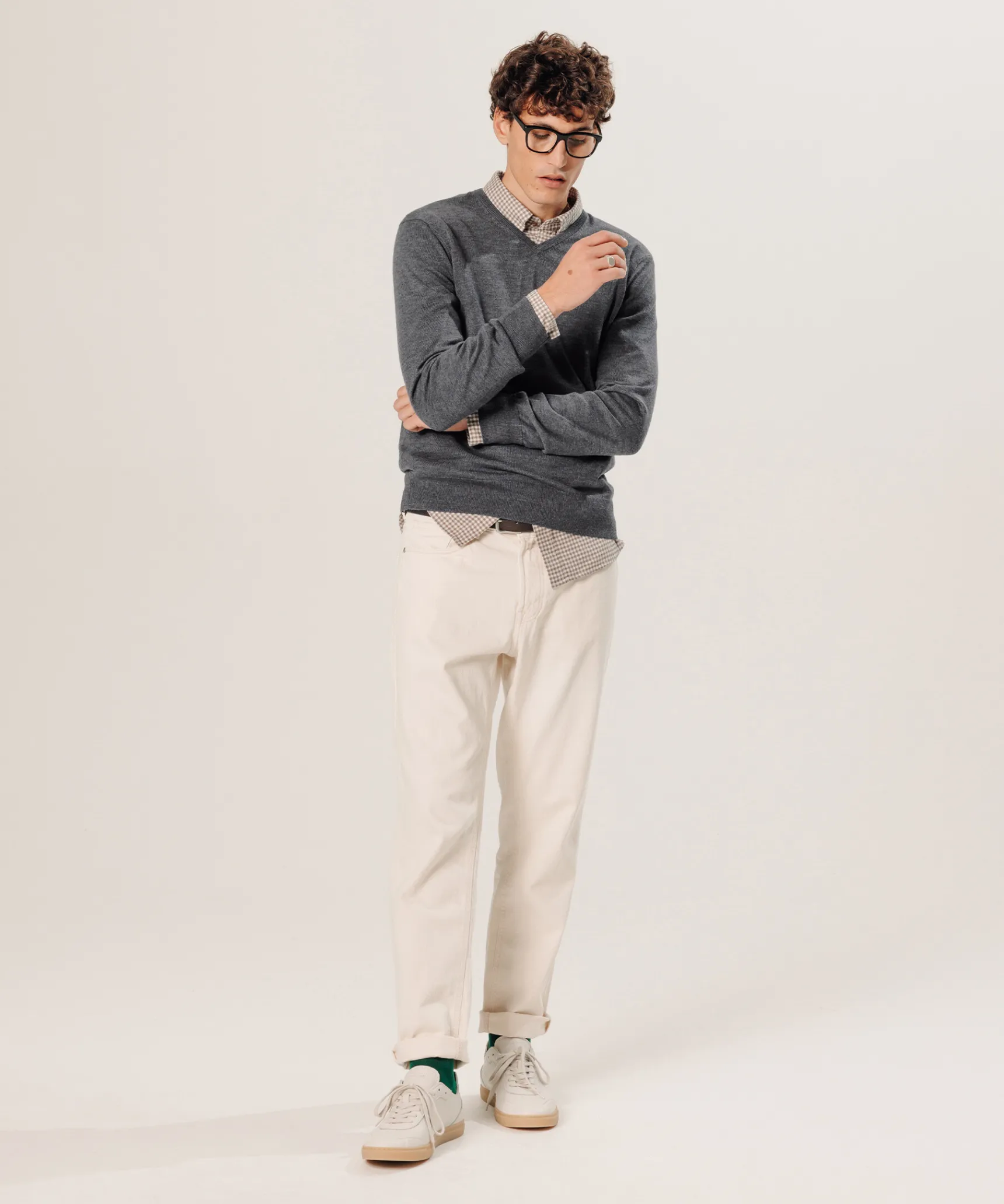 Outlet Rodier Pull col V en laine mérinos gris foncé