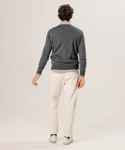 Outlet Rodier Pull col V en laine mérinos gris foncé